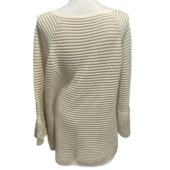 {Chico's} Ivory Knit Striped Tunic Sweater - Picture 2 of 5